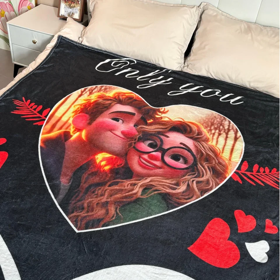 Personalized Valentine Gifts - Personalized Unlimited Love Couples Cartoon Blanket - Anniversary, Wedding Gift for Couples - Custom Fleece Blanket - Image 5
