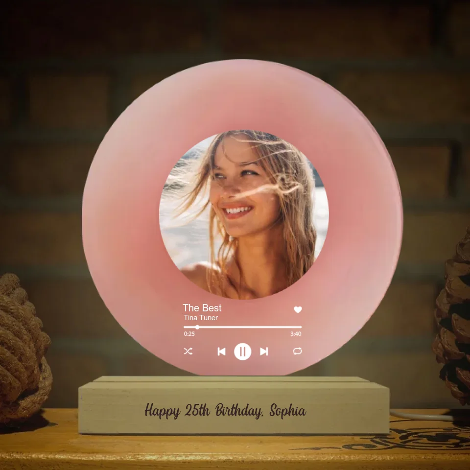 Personalized Vinyl Record with Photo - Acrylic Song Plaque with Light - Anniversary Gift for Friends - Birthday Gift for Her, Him - Christmas, Valentine Gifts - Image 2
