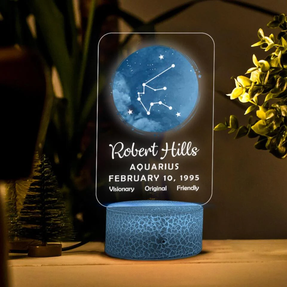 Personalized Zodiac & Name - Personalized Printed Night Light - Birthday Gift for Bff Daughter Son Her Him - Image 5