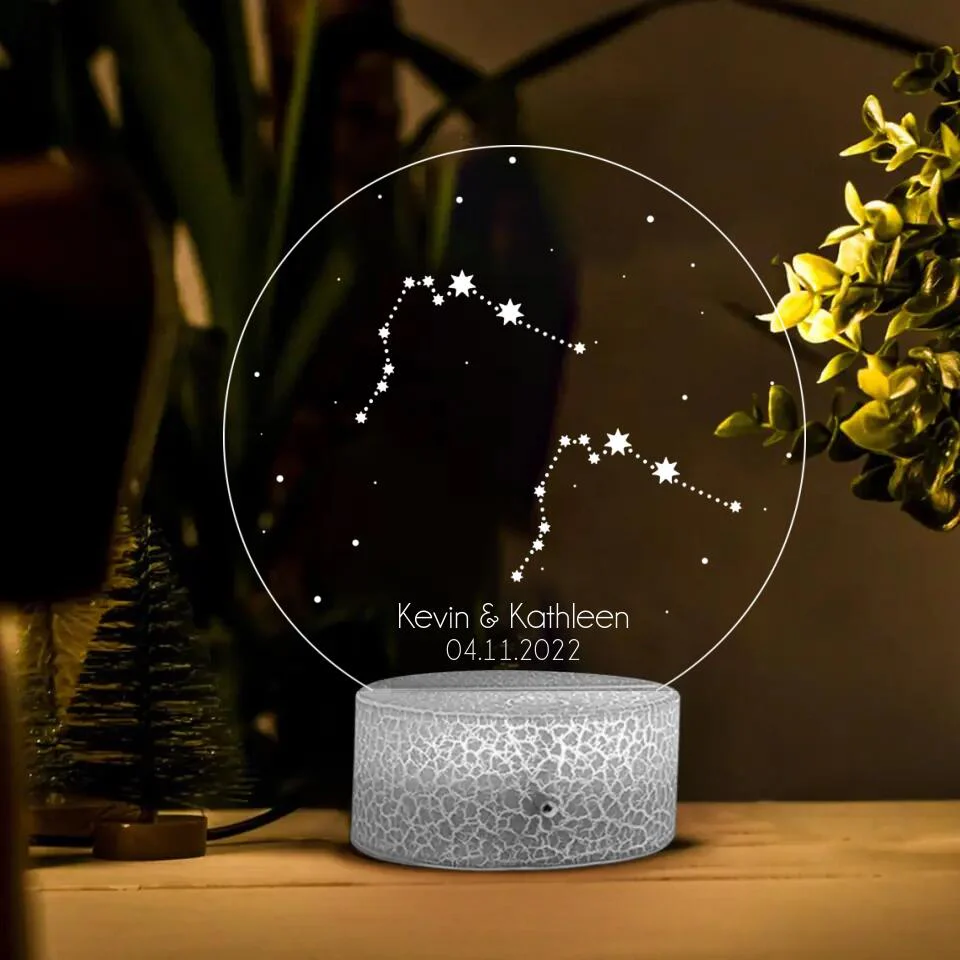 Personalized Valentine Gifts - Personalized Zodiac Styles - Perosnalized 3D LED Light/Lamp - Anniversary,Valentines Day Gift For Couple - Image 2