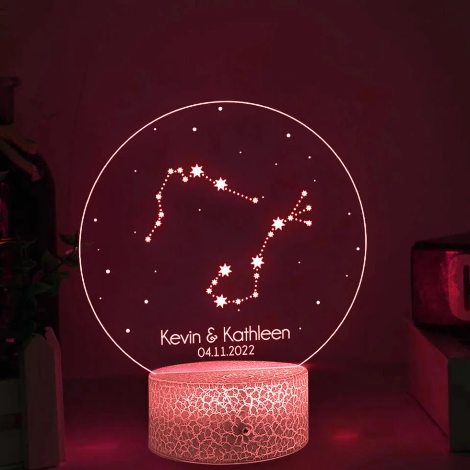 Personalized Valentine Gifts - Personalized Zodiac Styles - Perosnalized 3D LED Light/Lamp - Anniversary,Valentines Day Gift For Couple - Image 4