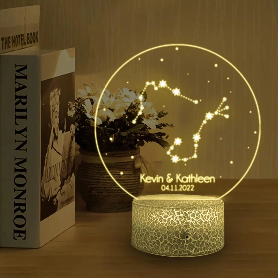 Personalized Valentine Gifts - Personalized Zodiac Styles - Perosnalized 3D LED Light/Lamp - Anniversary,Valentines Day Gift For Couple - Image 5