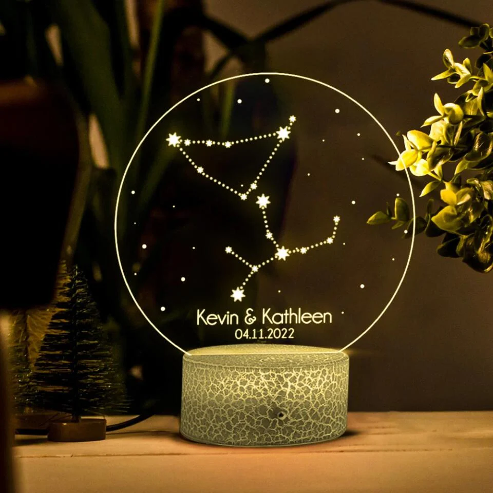 Personalized Valentine Gifts - Personalized Zodiac Styles - Perosnalized 3D LED Light/Lamp - Anniversary,Valentines Day Gift For Couple - Image 7