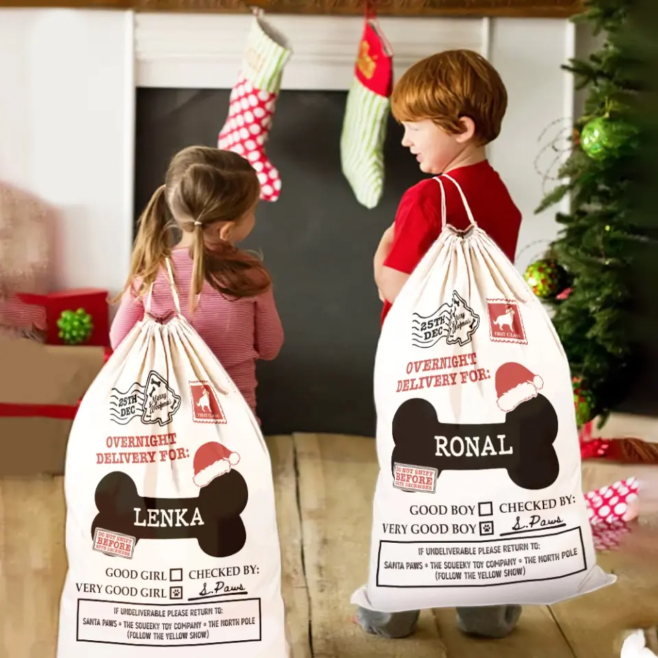 Pet Dog Santa - Personalized Sack Stocking - Image 3