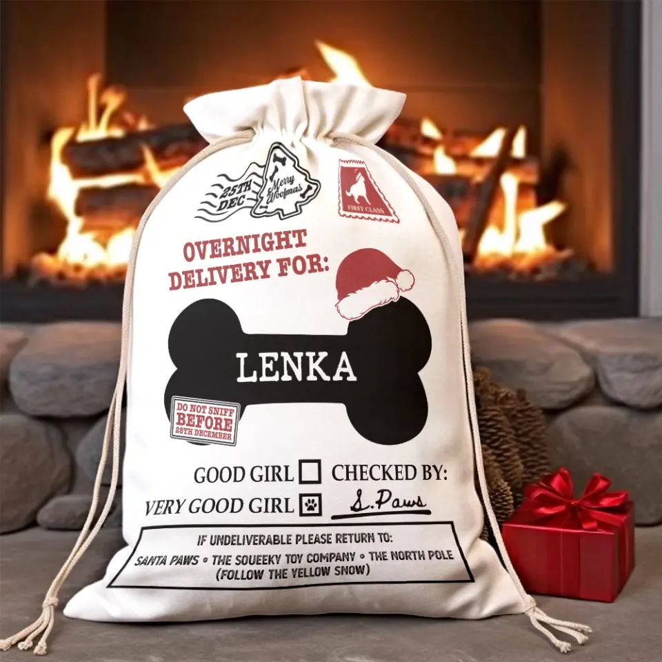 Pet Dog Santa - Personalized Sack Stocking - Image 4