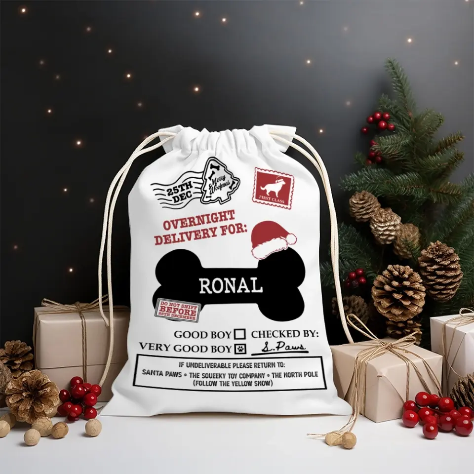 Pet Dog Santa - Personalized Sack Stocking - Image 5