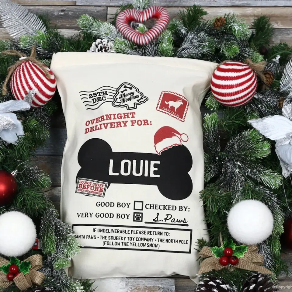 Pet Dog Santa - Personalized Sack Stocking - Image 6