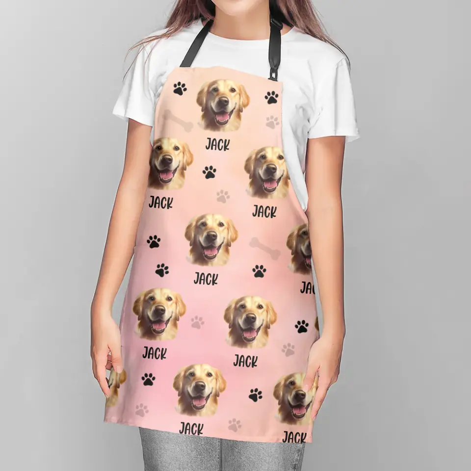 Pet Hand Printed - Custom Face and Name Apron - Gift for Pet Lovers For Dog/Cat Lovers - Image 3