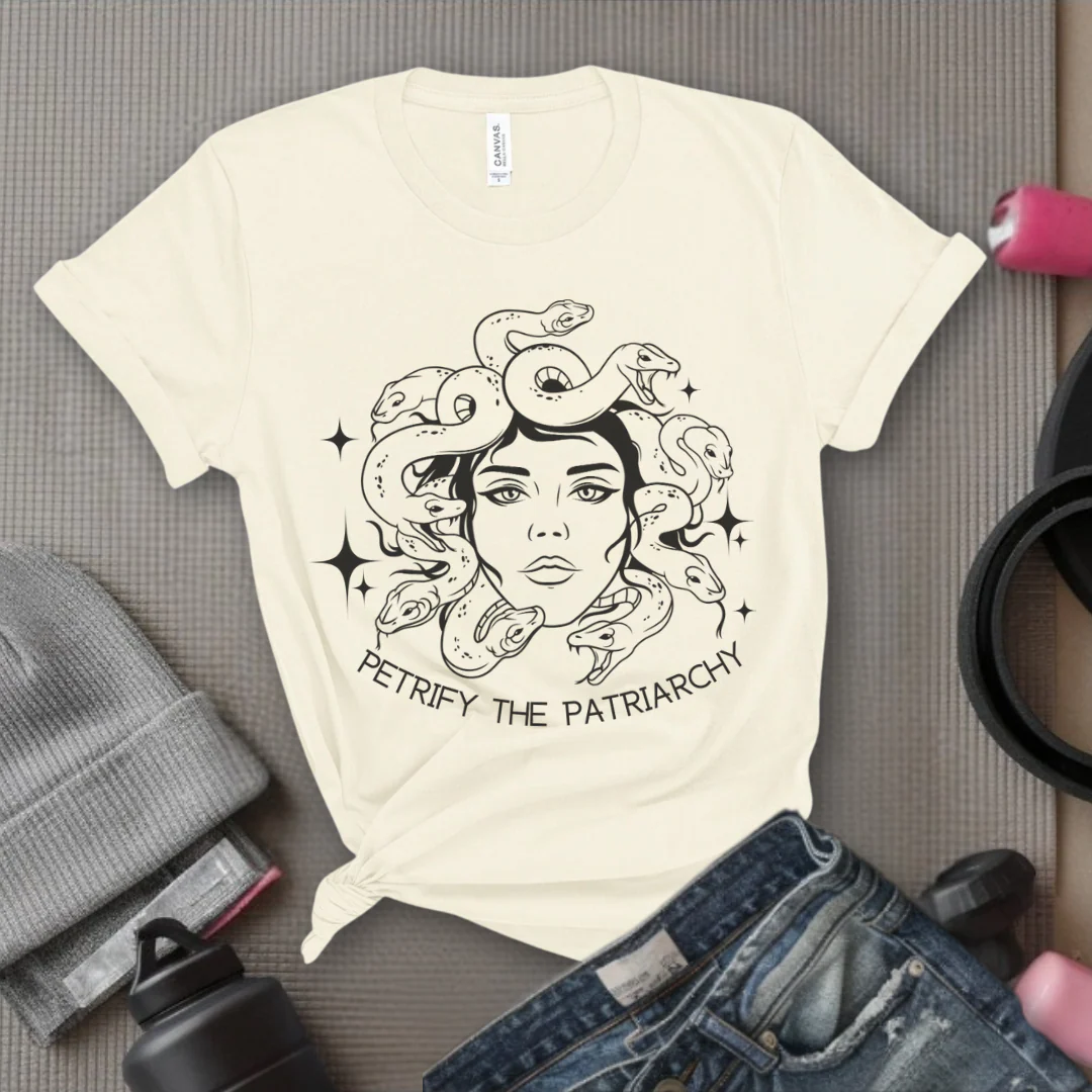 Petrify The Patriarchy Tshirt - Feminist Women Empowerment Shirt - Unisex Jersey Short Sleeve Shirt - Gift For Her - Bella Canvas 3001 - Image 5