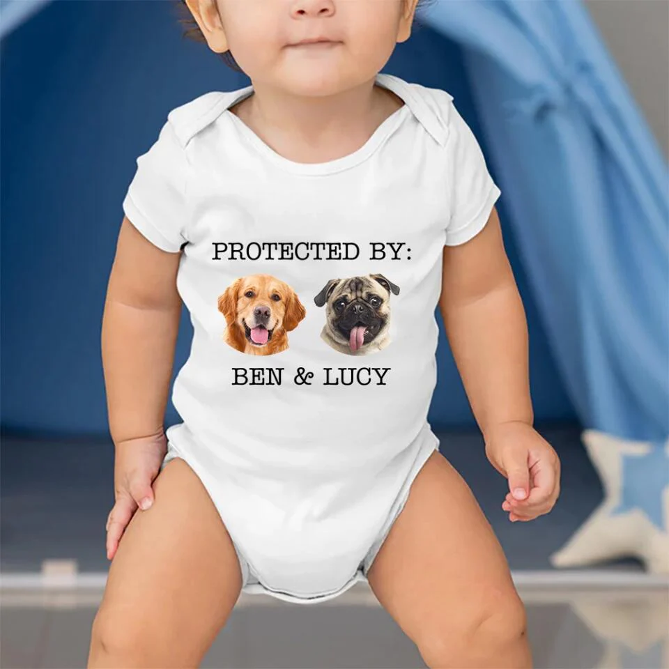 New Born Babies With Family Pets Personalized Baby Bodysuit Gift For New Born Baby - Image 3