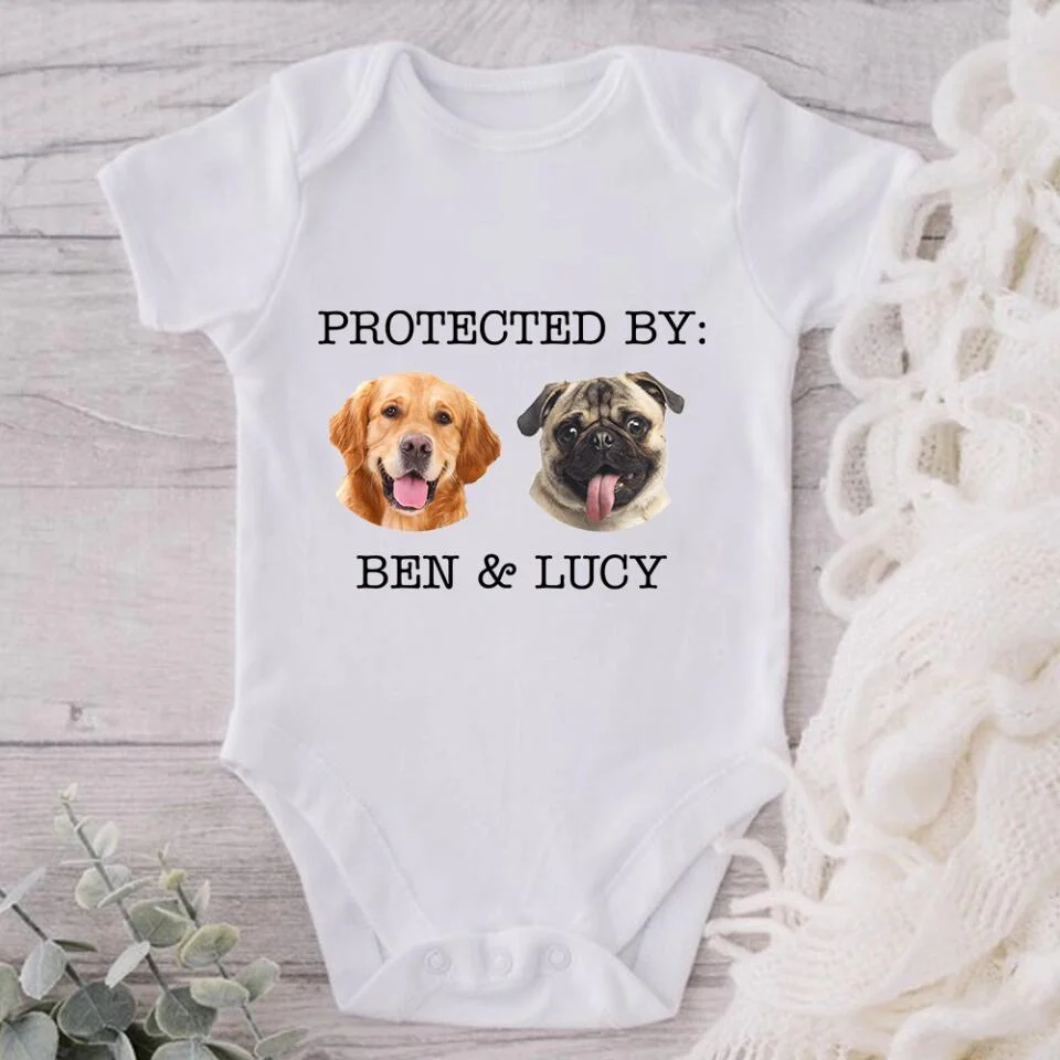 New Born Babies With Family Pets Personalized Baby Bodysuit Gift For New Born Baby - Image 4