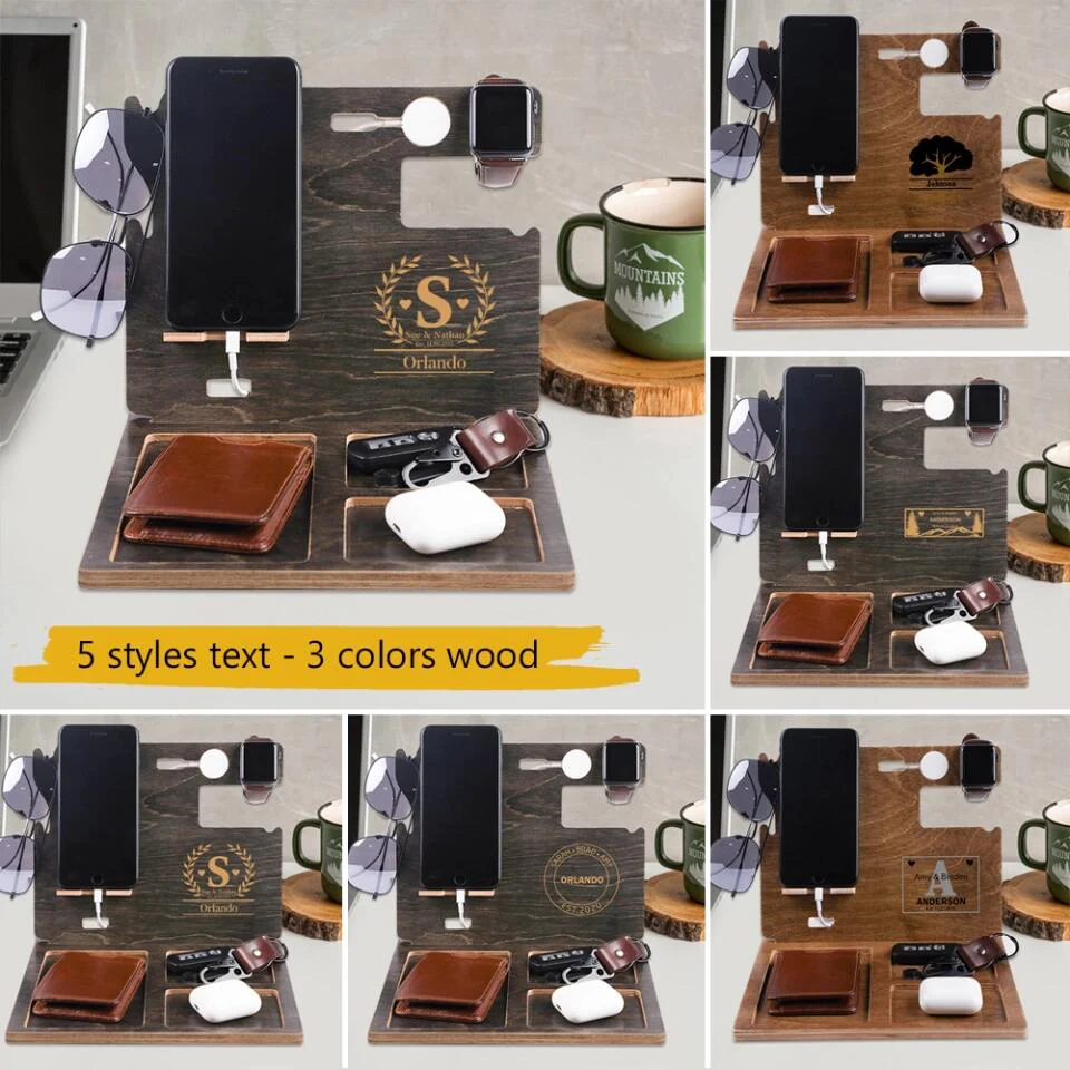 Personalized Valentine Gifts - Phone Clock Holder - Personalized Dock Station - Anniversary Gift for Him - Image 9