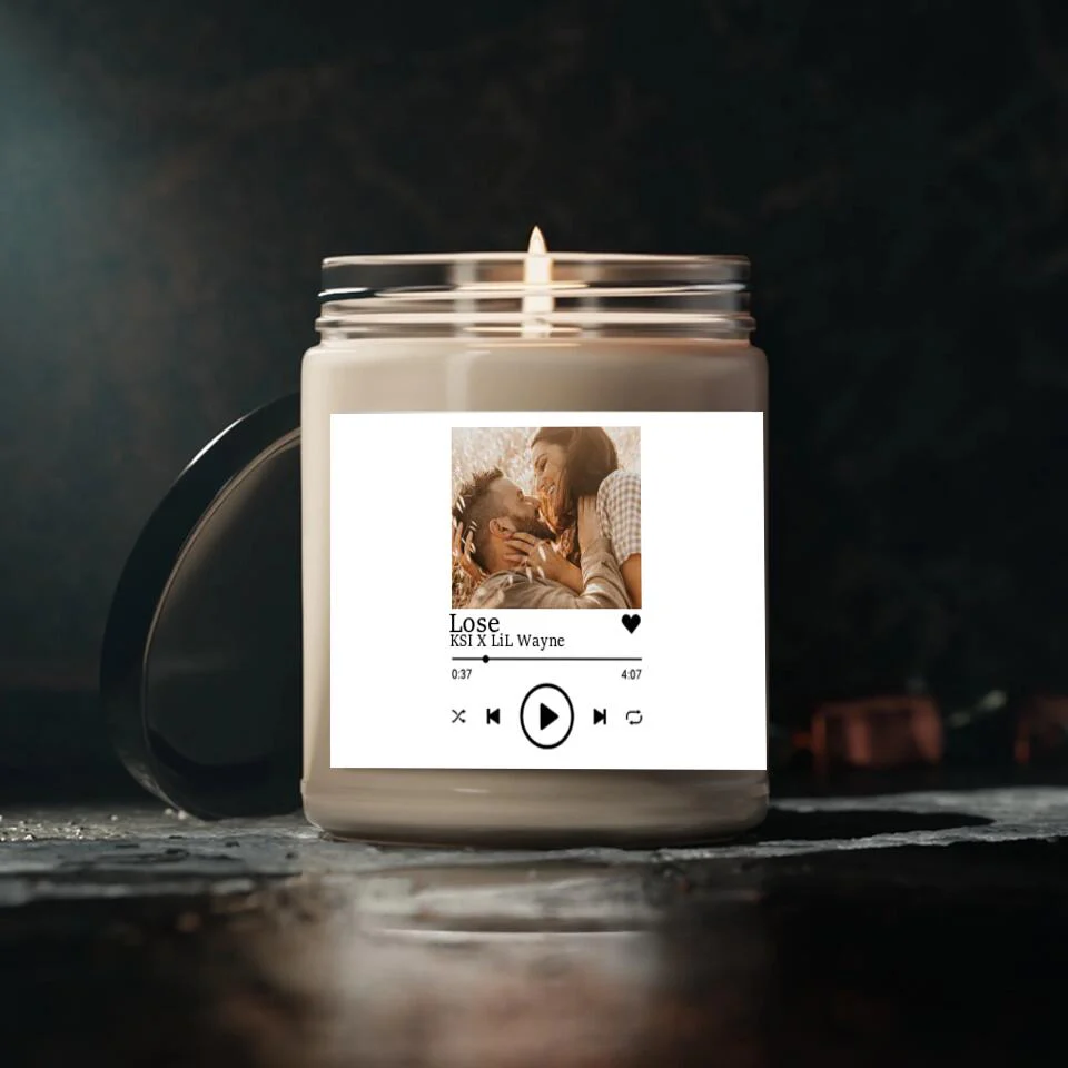 Custom Photo and Song Label Spotify Template - Personalized Scence Candle