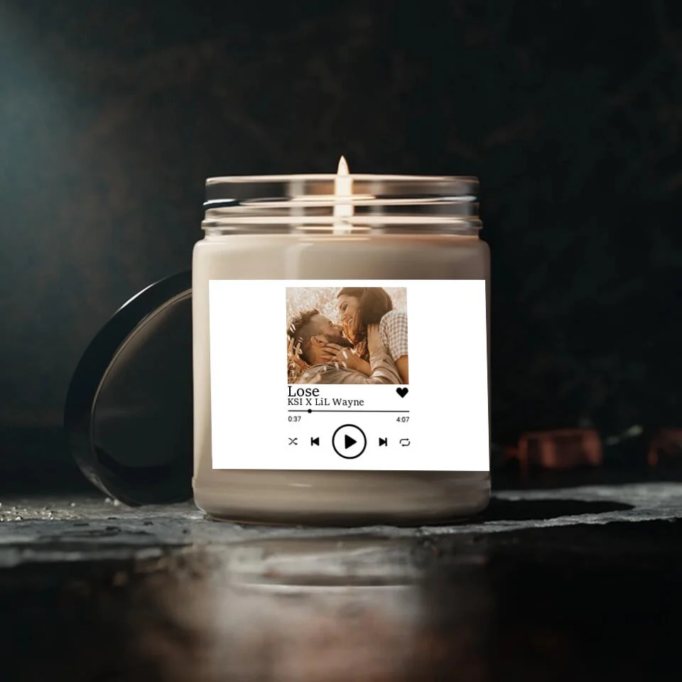Custom Photo and Song Label Spotify Template - Personalized Scence Candle - Image 3