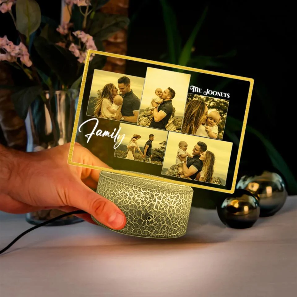 Multi Photo Frame Personalized Night Light - Gift For Couple, Family - Image 3