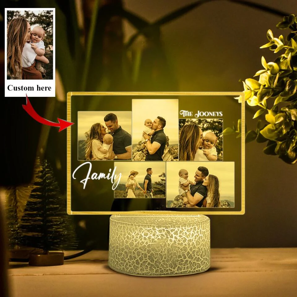 Multi Photo Frame Personalized Night Light - Gift For Couple, Family - Image 4