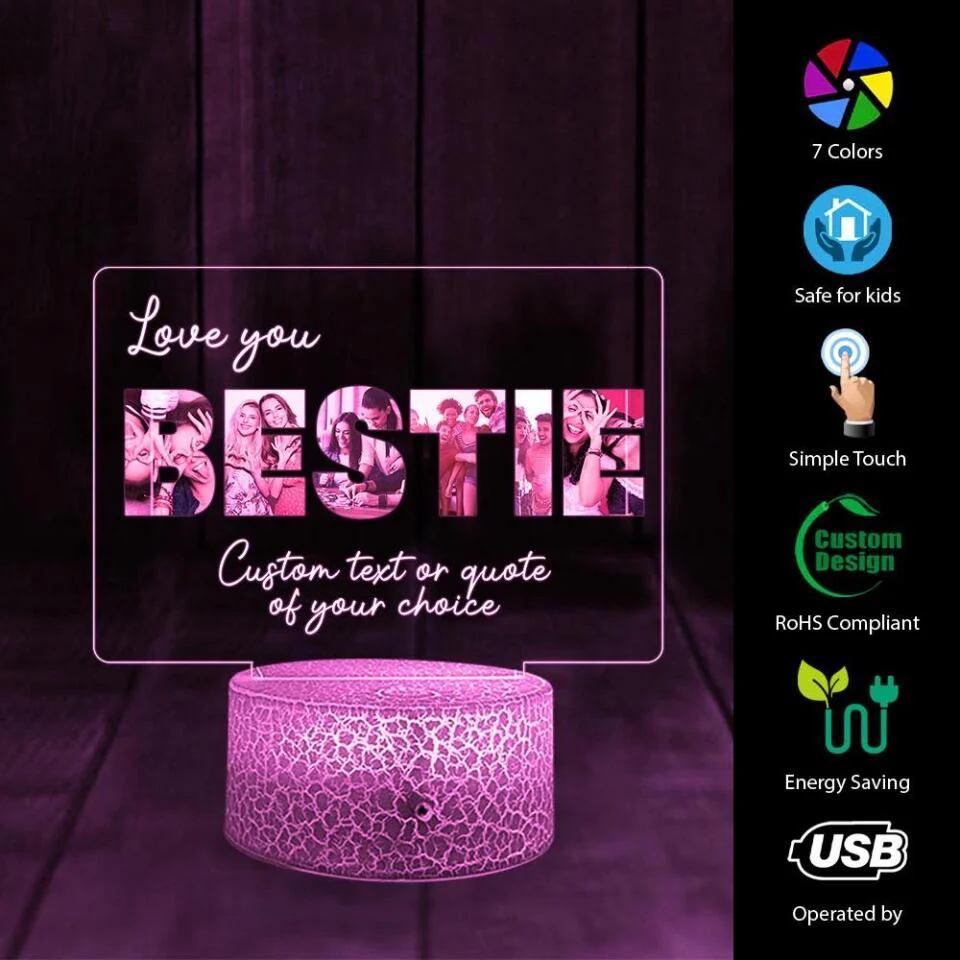 Photo & Quotes for Bestie Personalize Night Light - Image 4