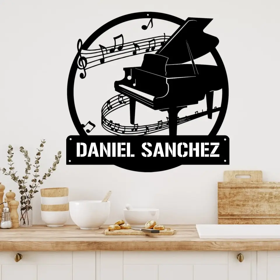 Custom Piano Monogram, Piano Music Art - Personalized Metal Sign - Musical Gift - Image 2