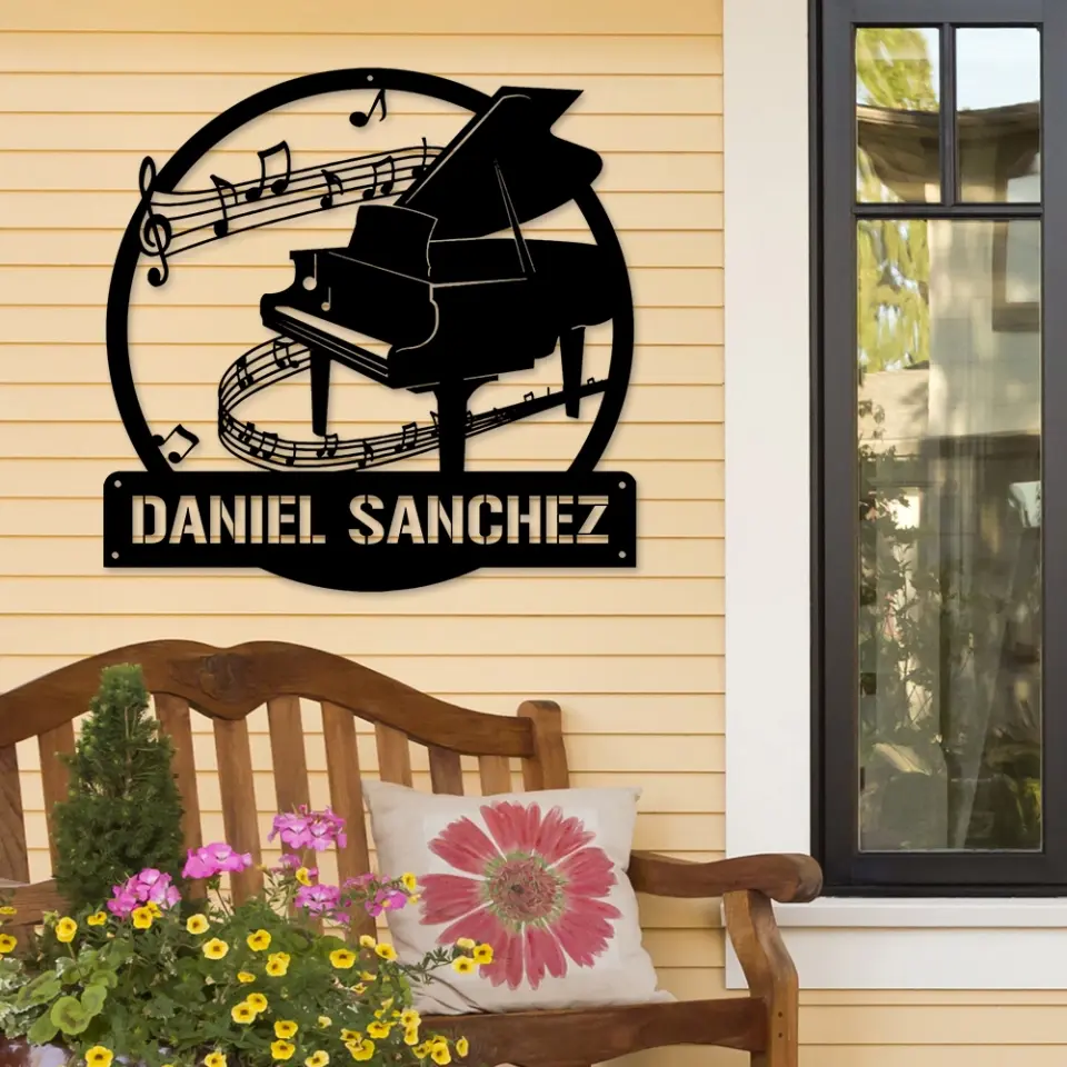 Custom Piano Monogram, Piano Music Art - Personalized Metal Sign - Musical Gift - Image 6
