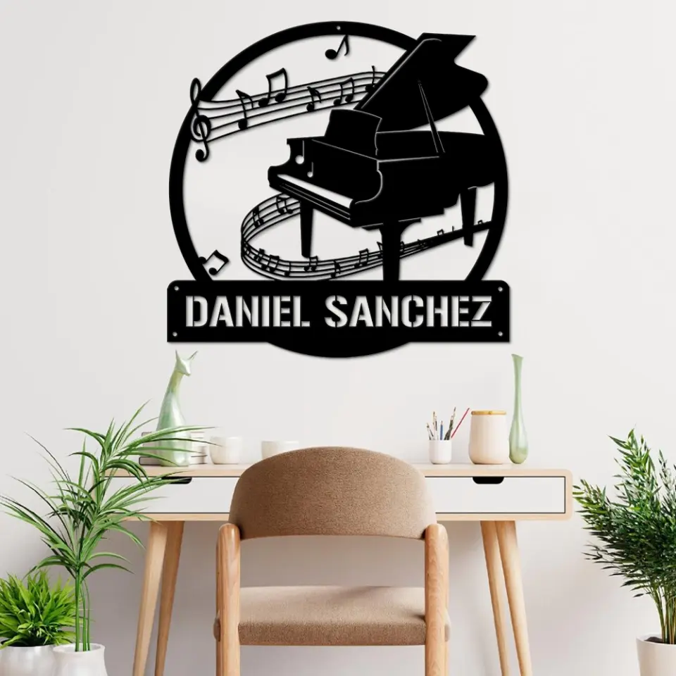 Custom Piano Monogram, Piano Music Art - Personalized Metal Sign - Musical Gift - Image 7