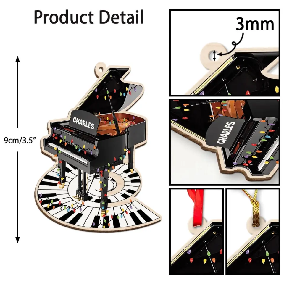 Piano Shape Wooden Ornament Electric Keyboard Decorations - Image 6