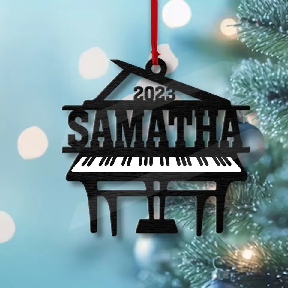 Piano Wooden Ornament - Personalized Christmas Ornament - Image 2