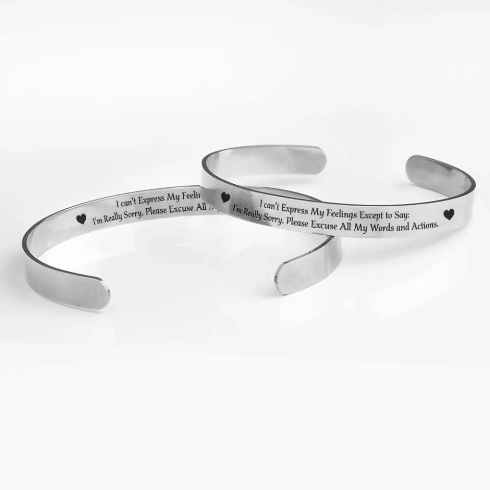 Please Excuse All My Words - Stainless Cuff Bracelet - Image 3