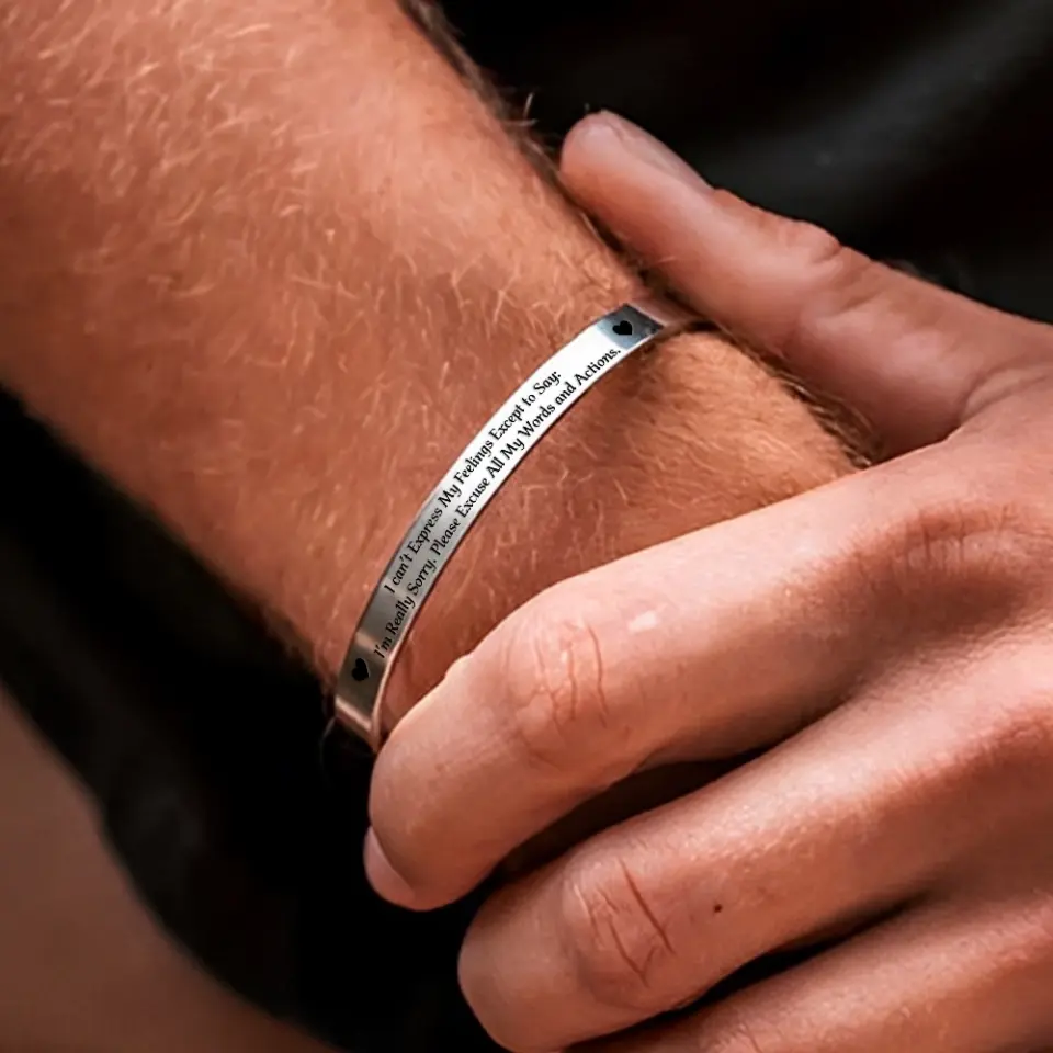 Please Excuse All My Words - Stainless Cuff Bracelet - Image 4