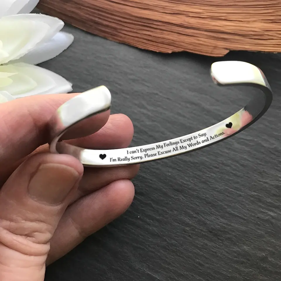 Please Excuse All My Words - Stainless Cuff Bracelet - Image 8