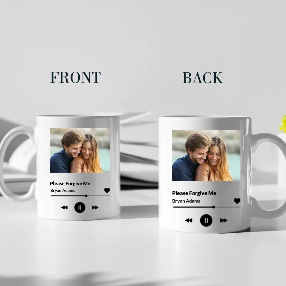 Please Forgive Me Upload Photo White Mug - Image 3