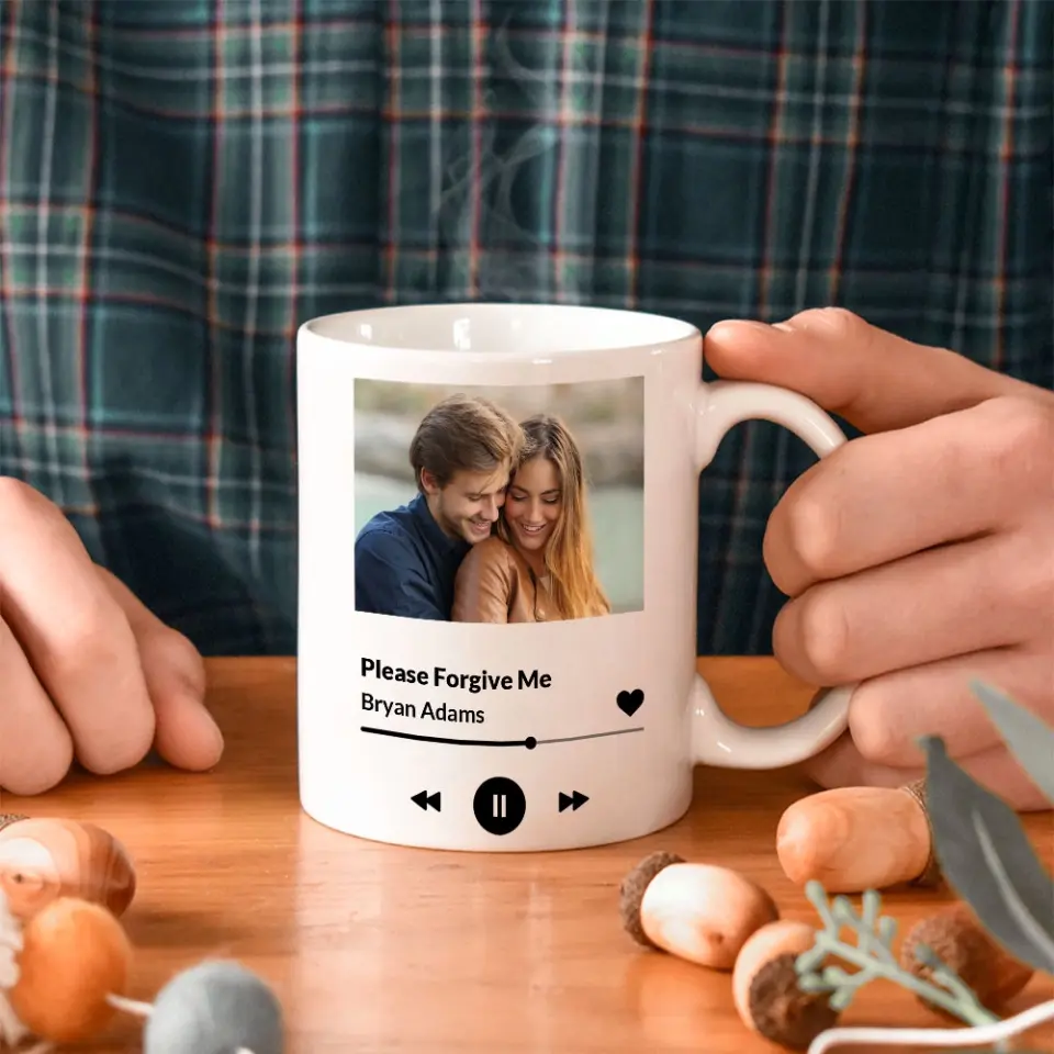 Please Forgive Me Upload Photo White Mug - Image 4