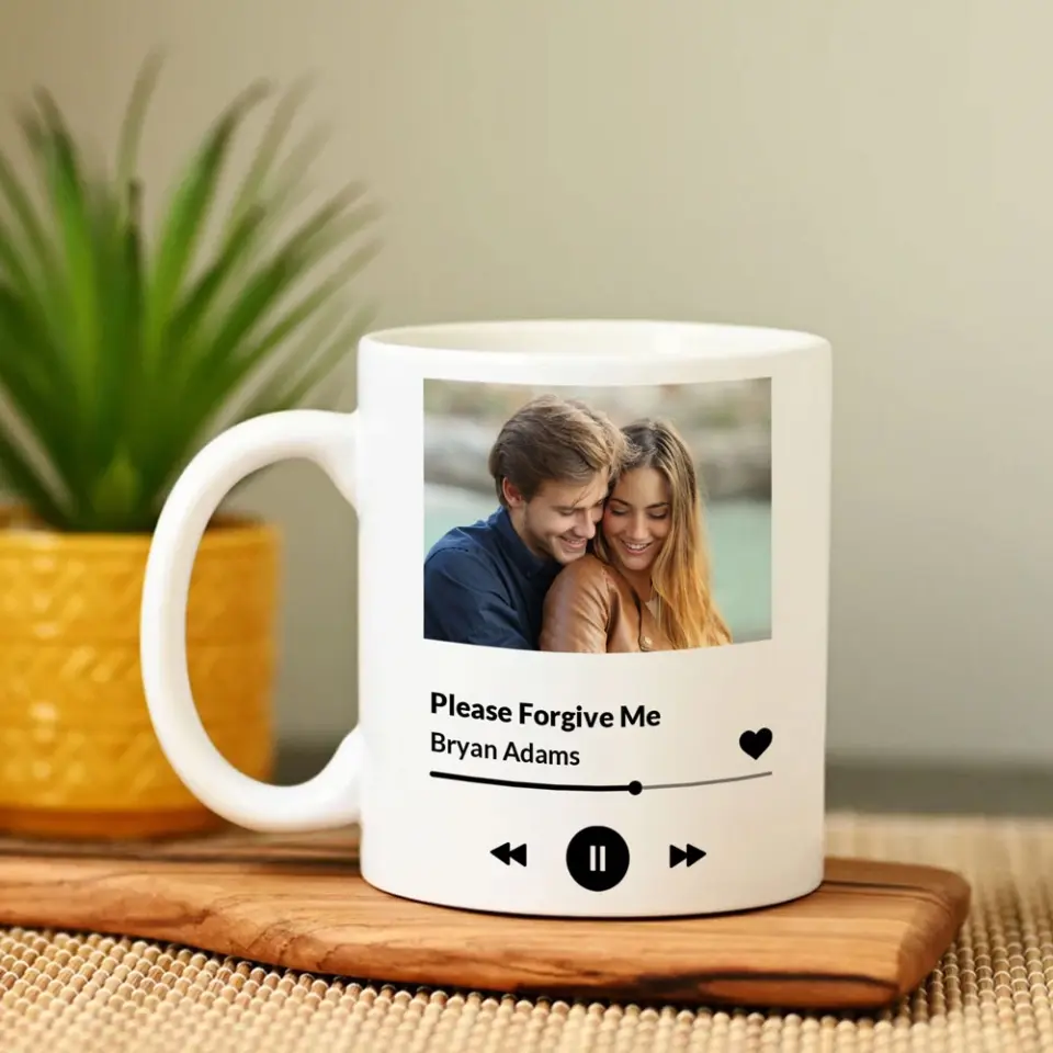 Please Forgive Me Upload Photo White Mug - Image 5