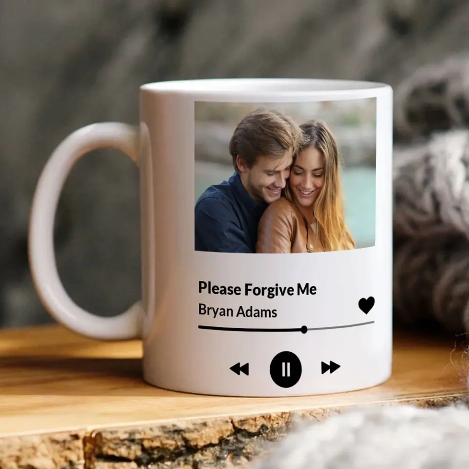 Please Forgive Me Upload Photo White Mug - Image 6