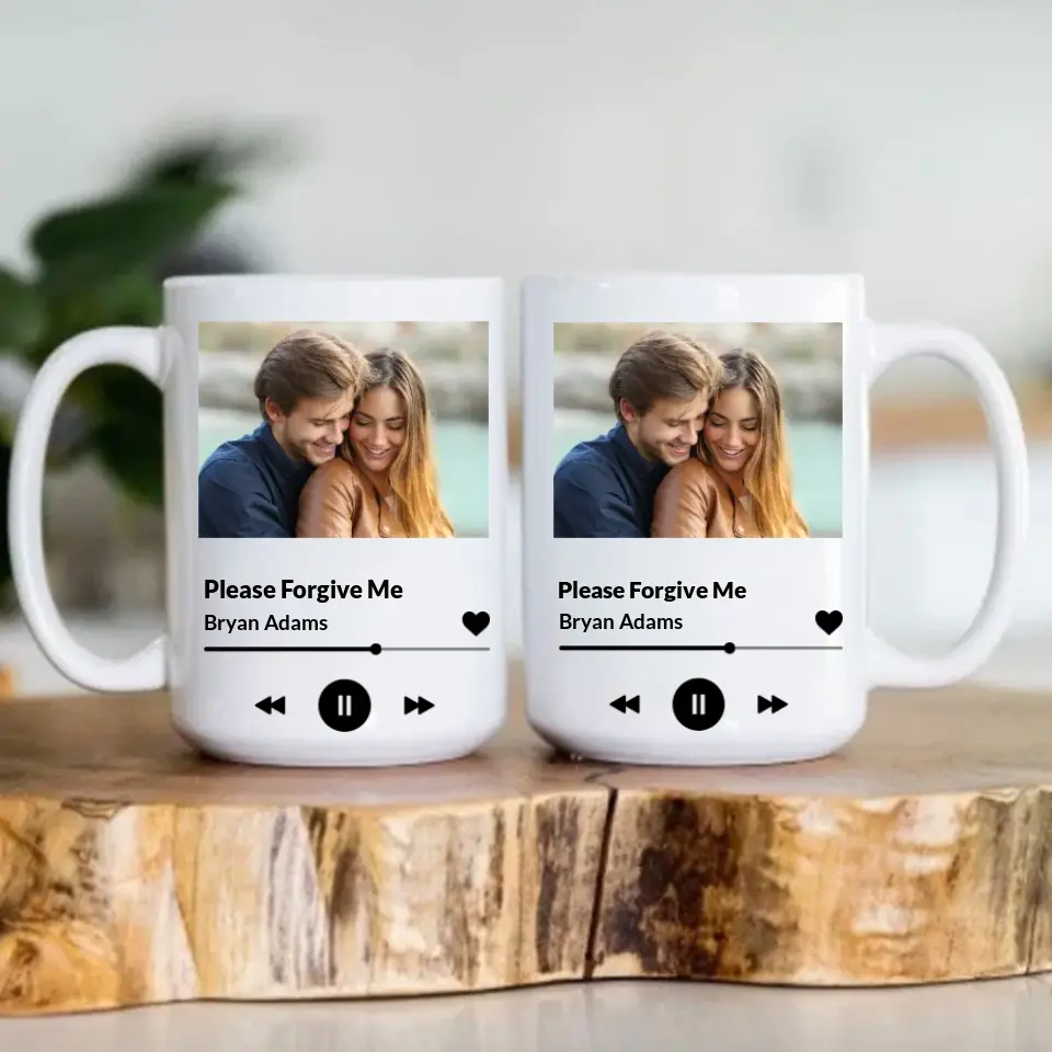 Please Forgive Me Upload Photo White Mug - Image 7