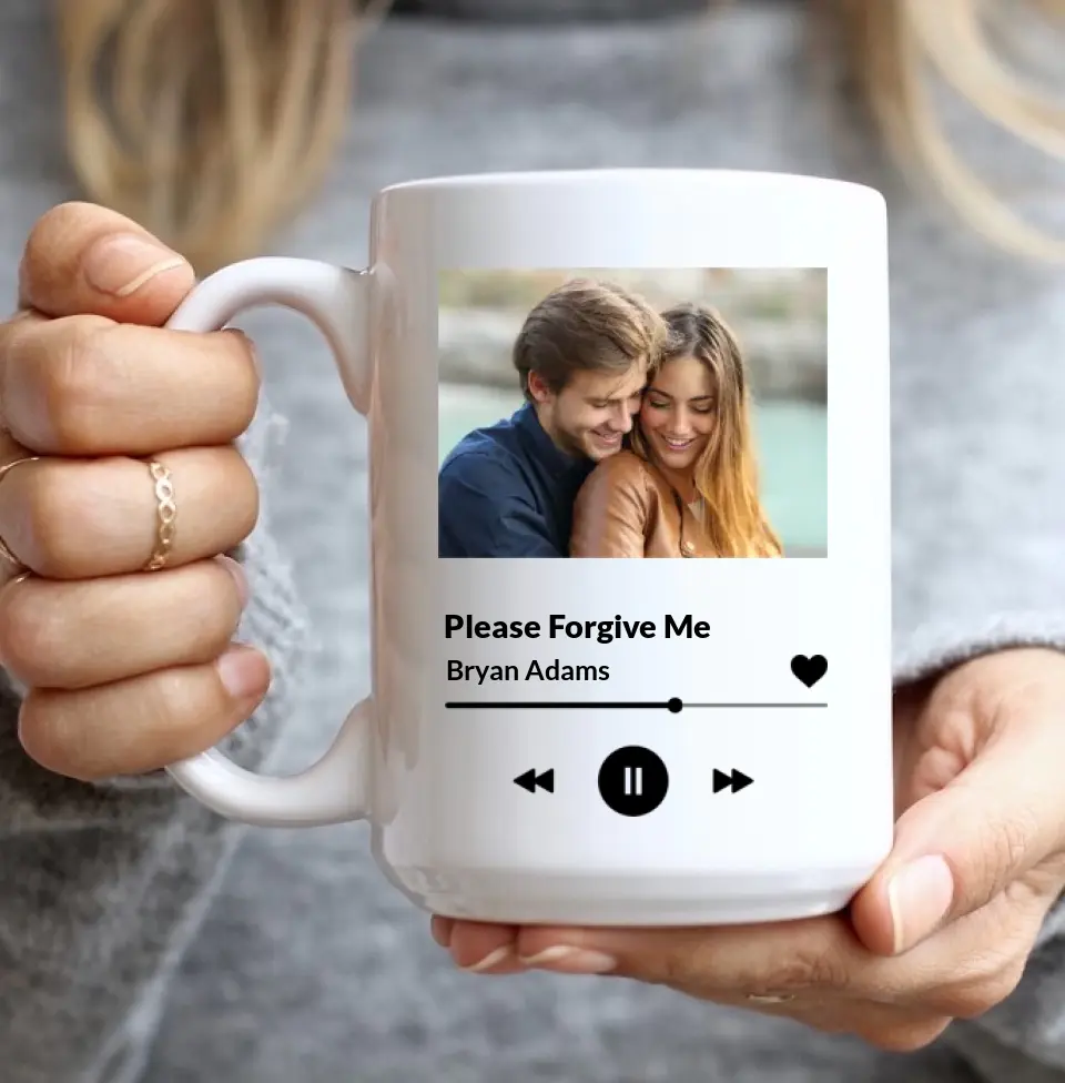 Please Forgive Me Upload Photo White Mug - Image 8