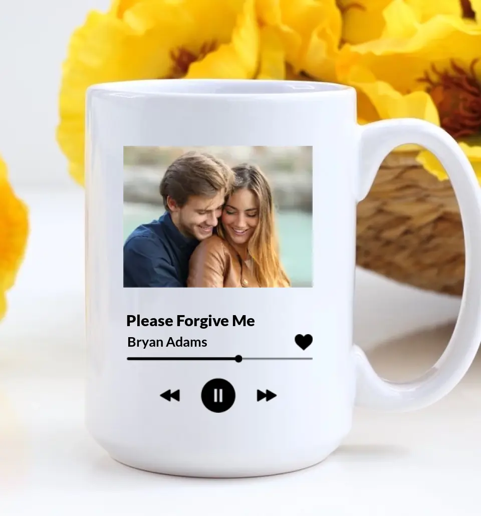 Please Forgive Me Upload Photo White Mug - Image 9