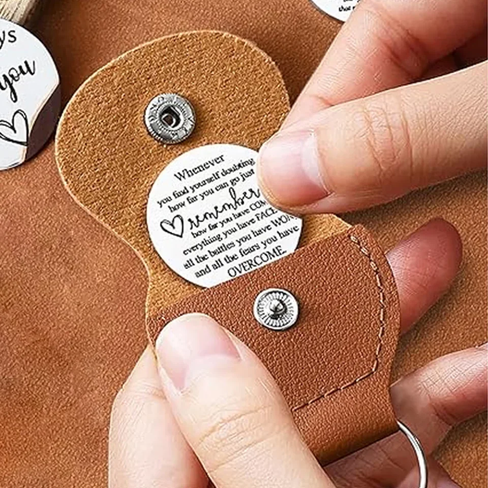 Pocket Hug Token - Gifts for Men Boyfriend Girlfriend - Inspirational Gift for Son Daughter Brother with Leather Keychain - Unique Gifts - Image 4