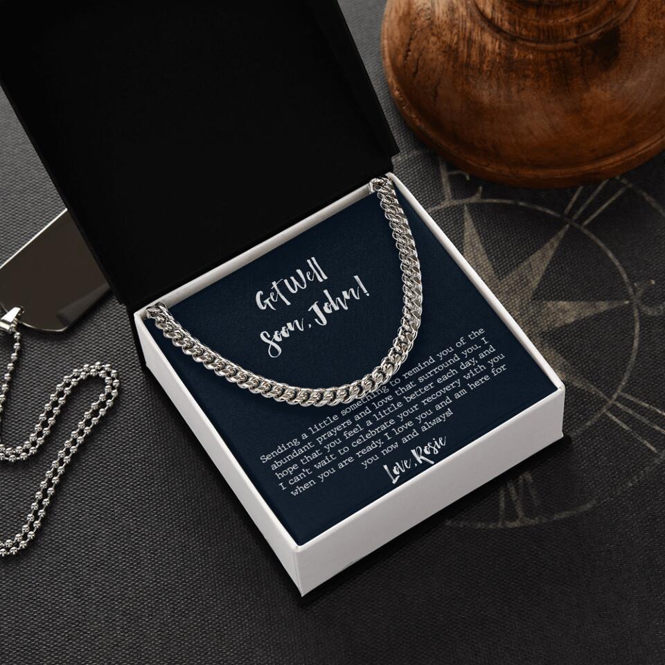 Post Surgery Gifts for Him - Personalized Cuban Chain Necklace - Image 5