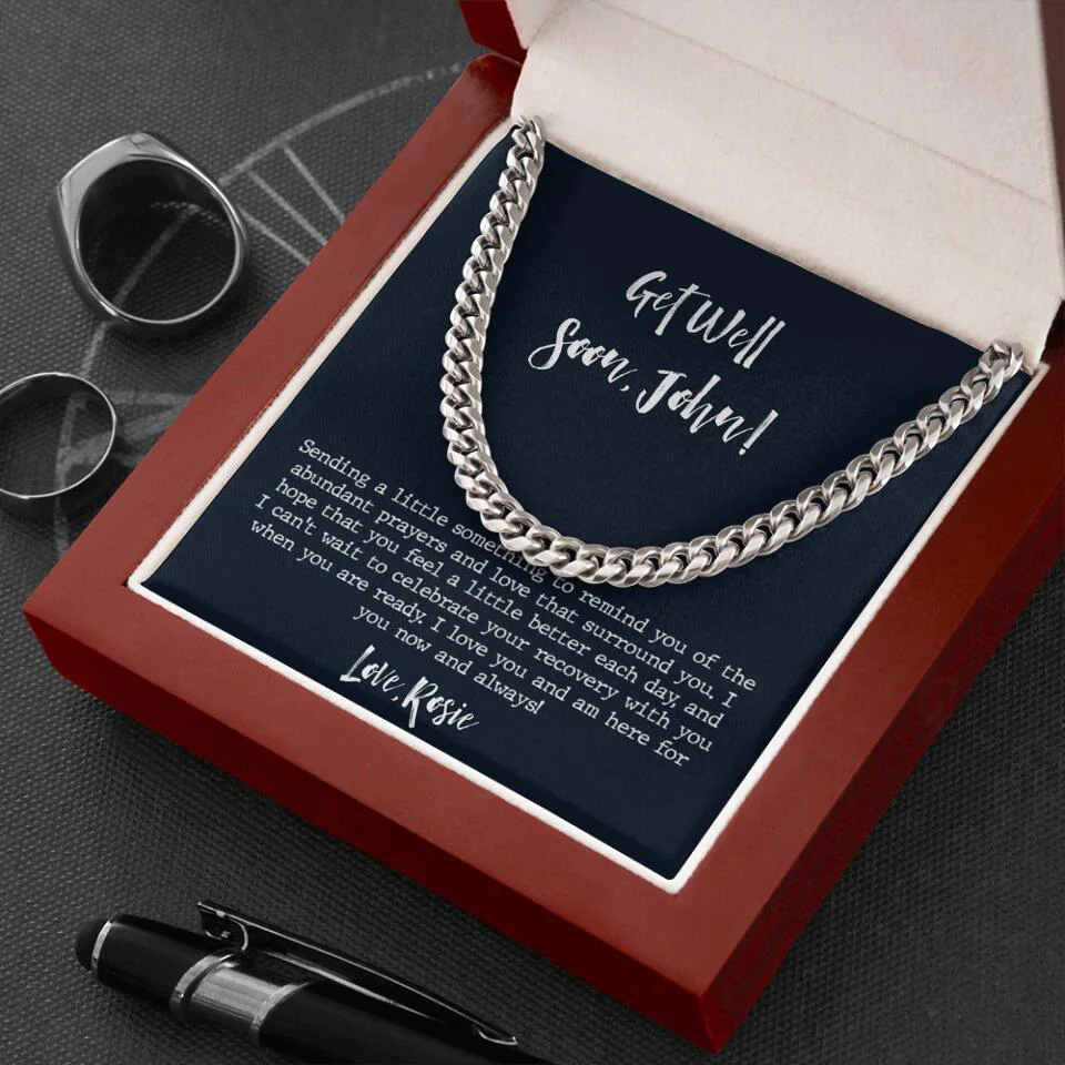 Post Surgery Gifts for Him - Personalized Cuban Chain Necklace - Image 7