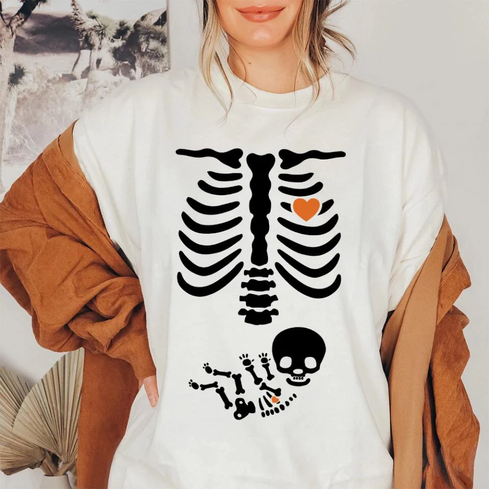 Pregnant Mom And Baby Skeleton Tshirt Gifts For Expecting Mothers - Image 11