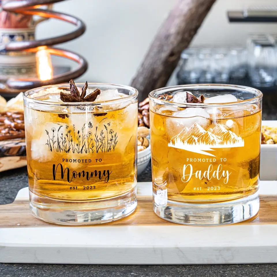 Promoted To Mommy/Daddy - Personalized Bar Glass - Image 4