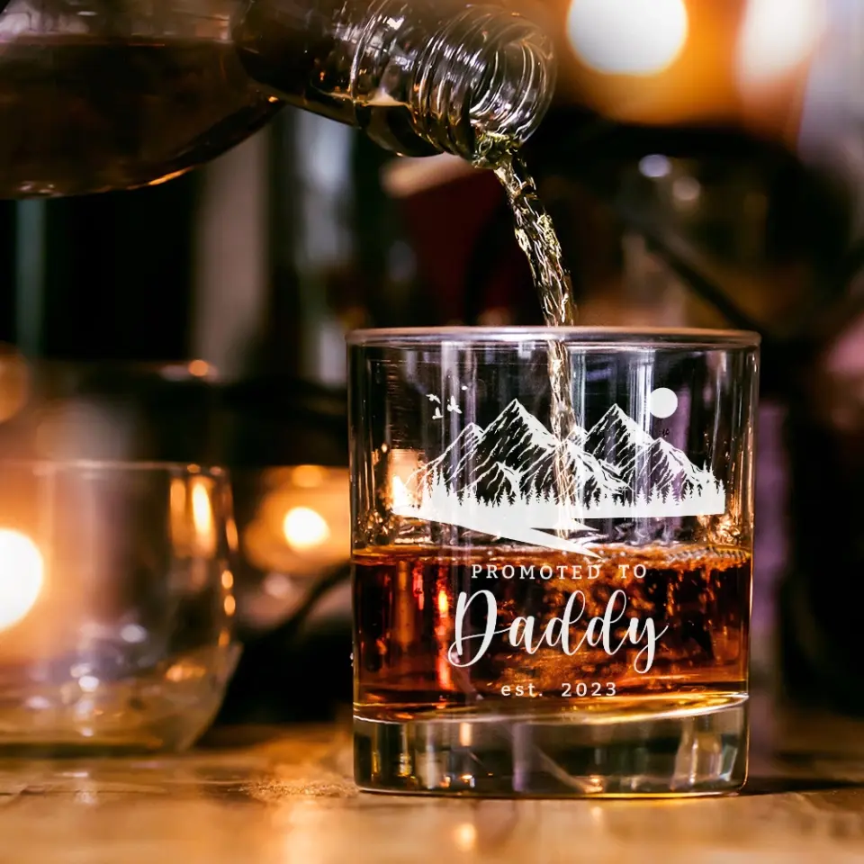 Promoted To Mommy/Daddy - Personalized Bar Glass - Image 5