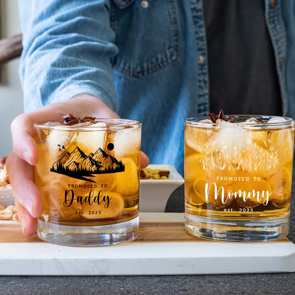 Promoted To Mommy/Daddy - Personalized Bar Glass - Image 6