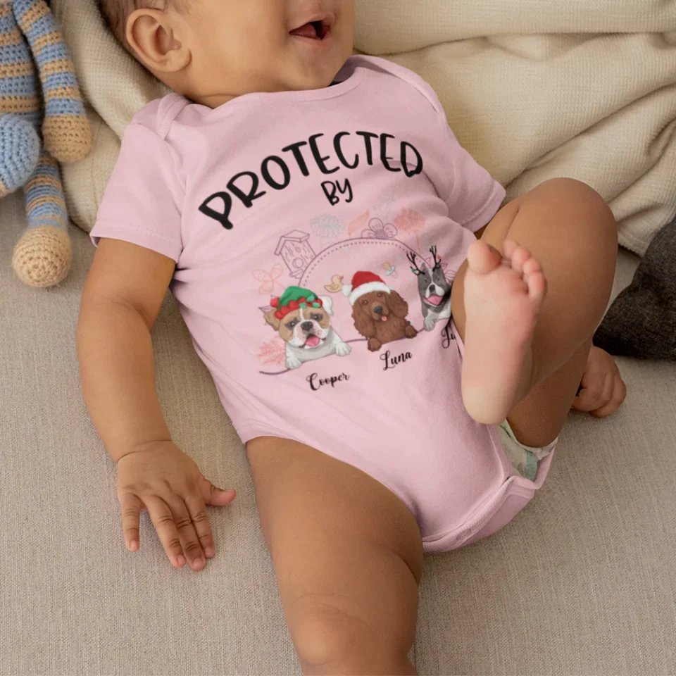 Protected By Pets - Personalized Custom Baby Onesie - Gift For Baby Christmas - Image 5