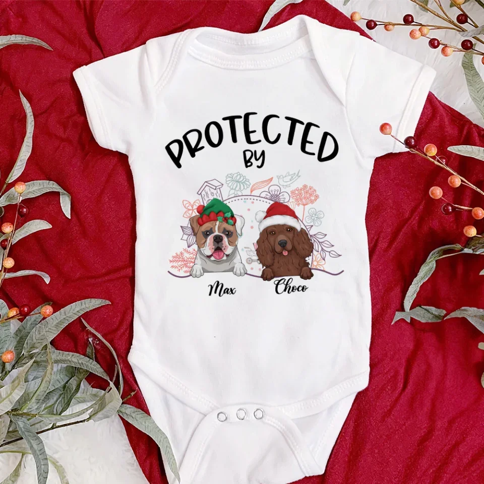 Protected By Pets - Personalized Custom Baby Onesie - Gift For Baby Christmas - Image 6