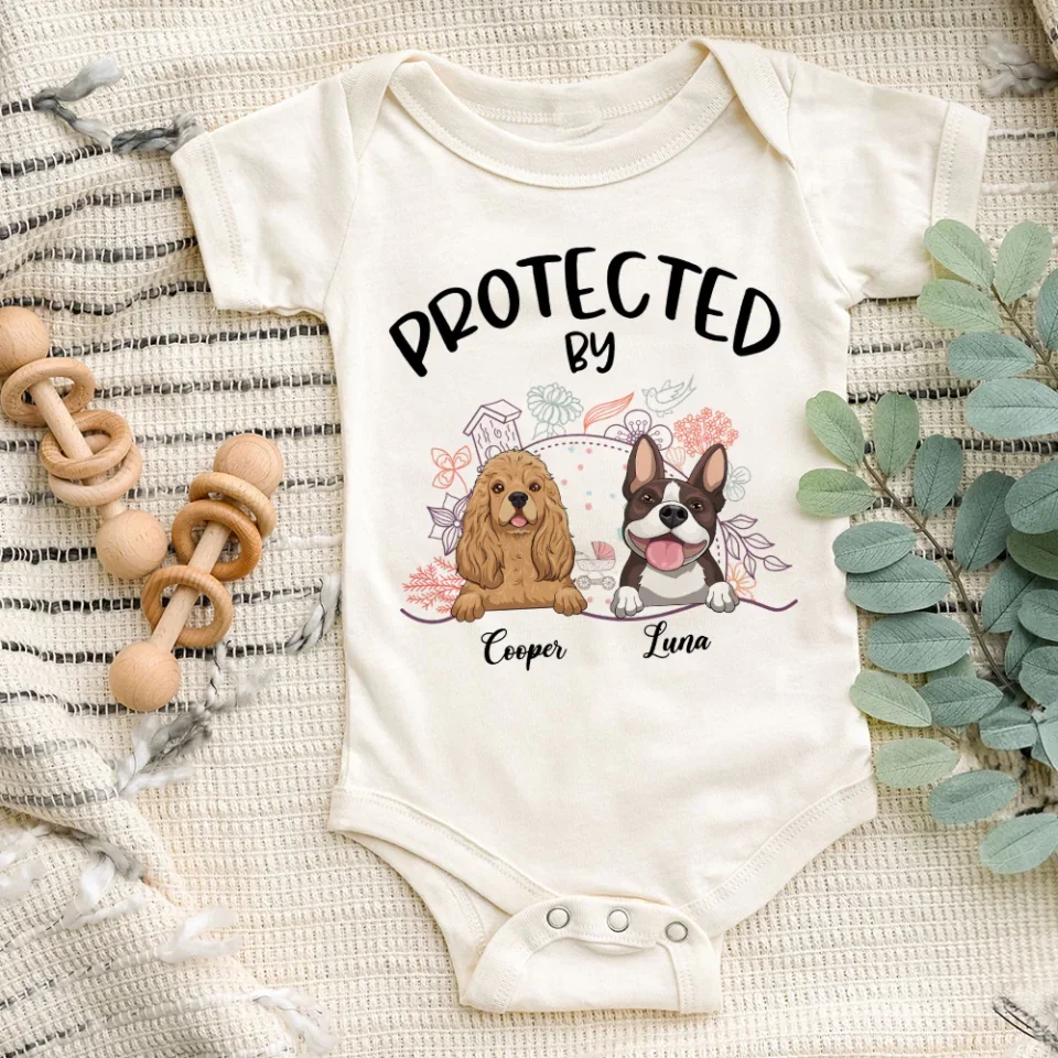 Protected By Pets - Personalized Custom Baby Onesie - Gift For Baby Christmas - Image 7