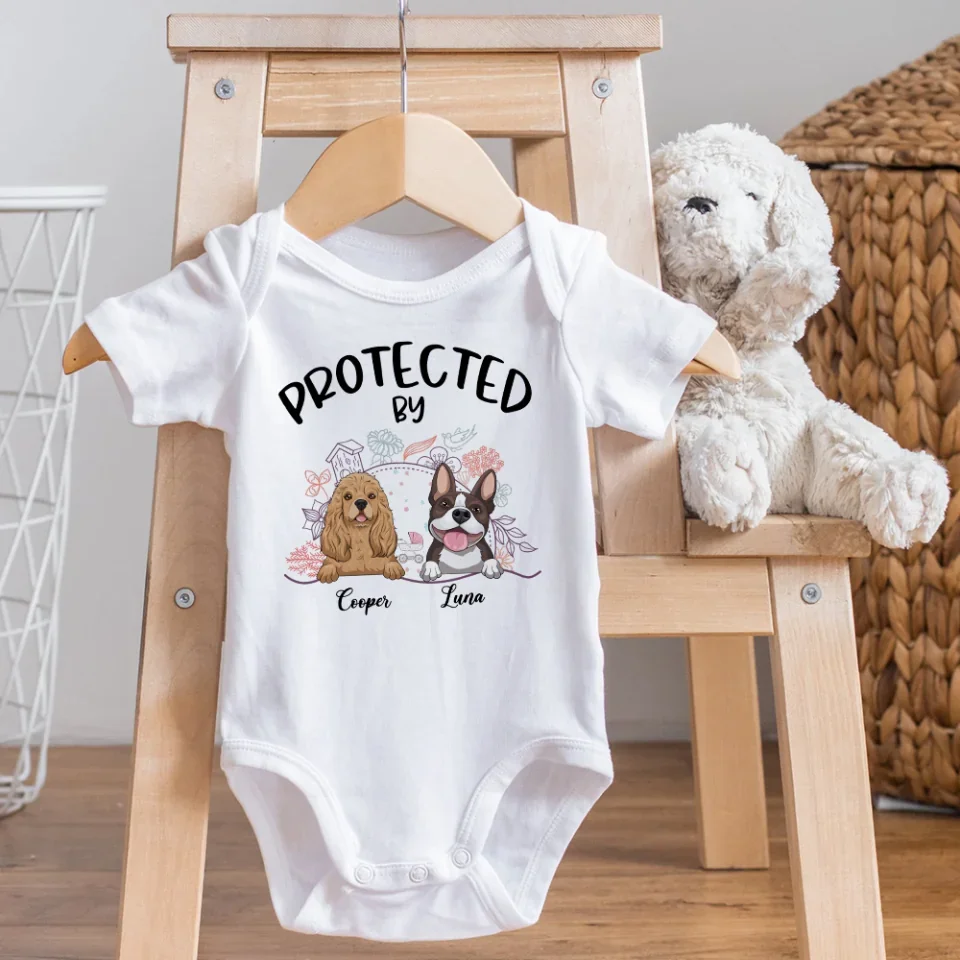Protected By Pets - Personalized Custom Baby Onesie - Gift For Baby Christmas - Image 9