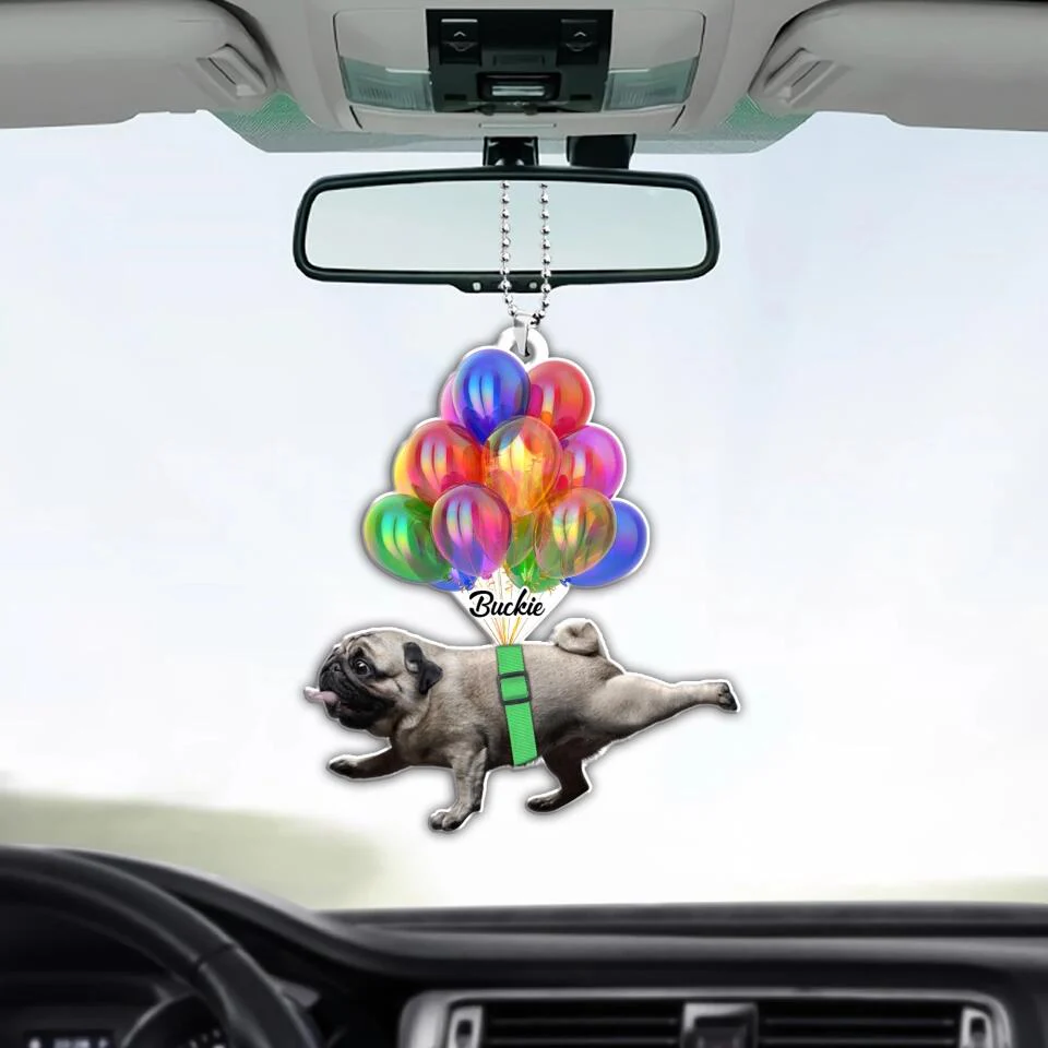 Personalized Valentine Gifts - Pug with Balloon Custom Car Ornament Gift For Dog Lovers - Image 5