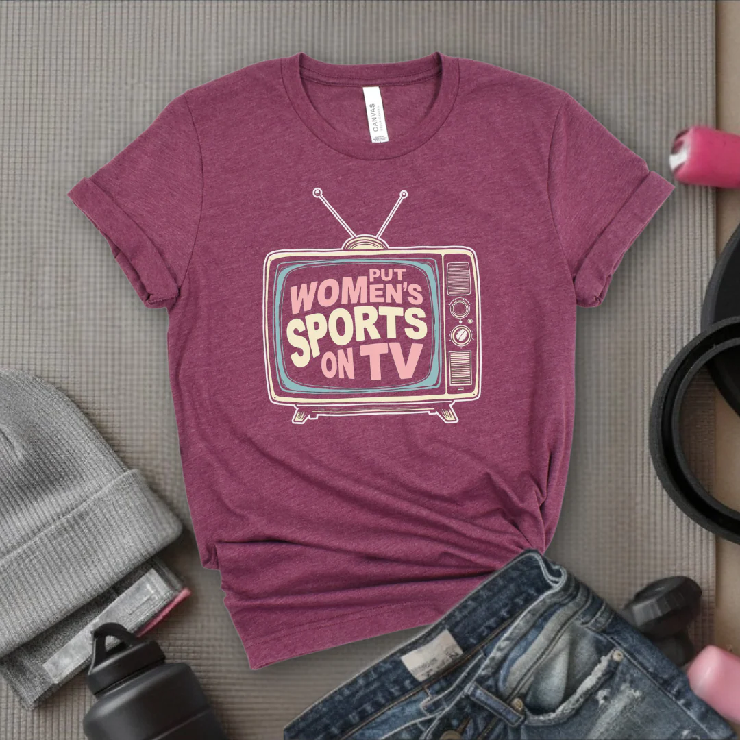 Put Women Sports On TV Motivational Tshirts - Feminist Women Empowerment Shirt - Unisex Jersey Short Sleeve Shirt - Gift For Her - Bella Canvas 3001 - Image 4