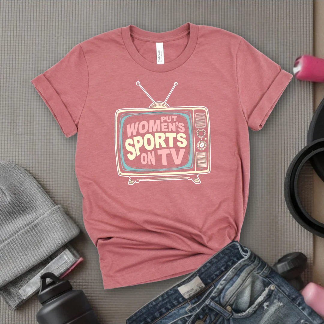 Put Women Sports On TV Motivational Tshirts - Feminist Women Empowerment Shirt - Unisex Jersey Short Sleeve Shirt - Gift For Her - Bella Canvas 3001 - Image 5